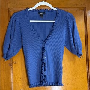 PAIGE Indigo Ruffle Trim Cardigan